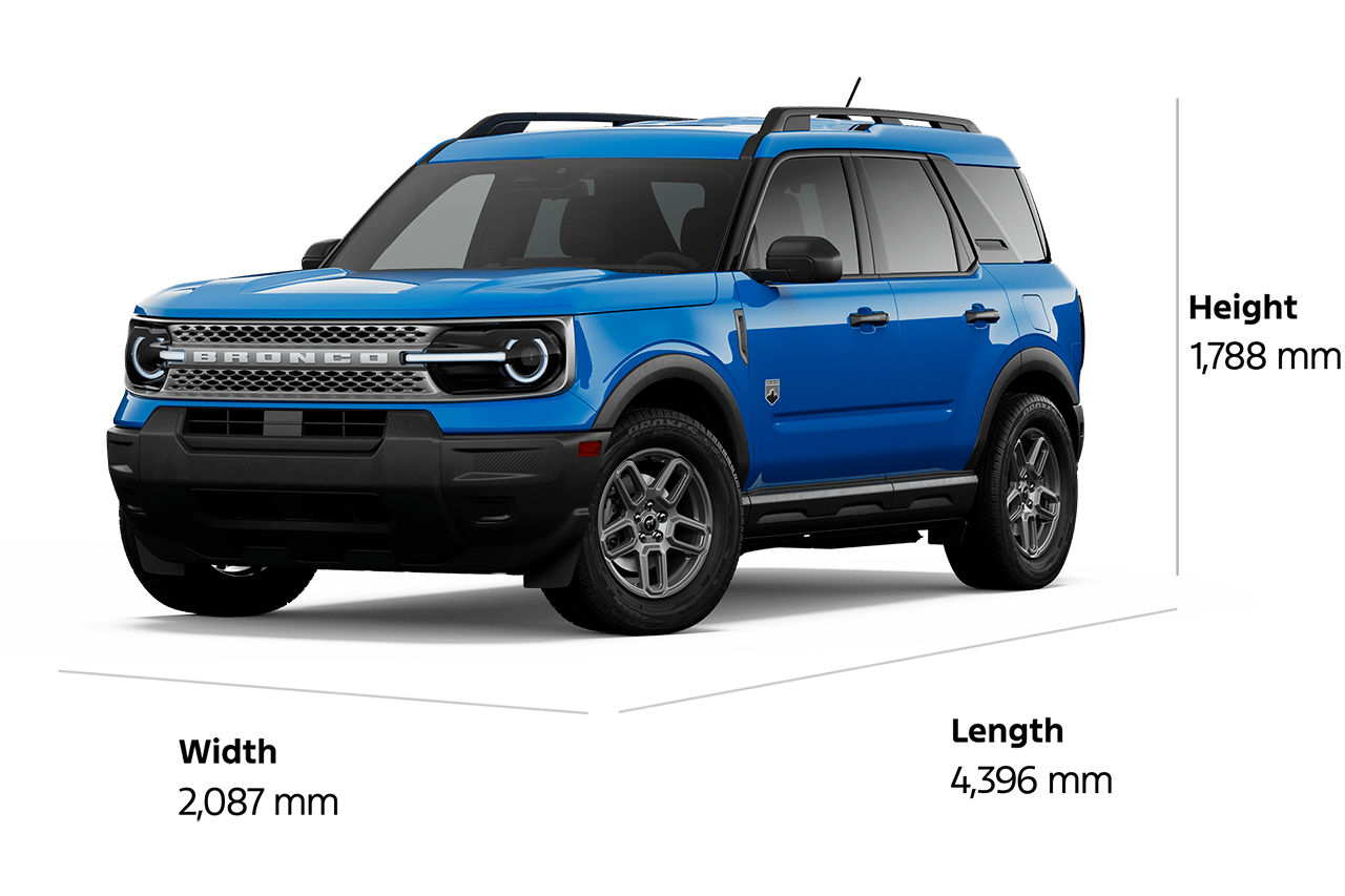 2026 Ford Bronco Sport® Big Bend® model shown with dimensions drawn around the vehicle