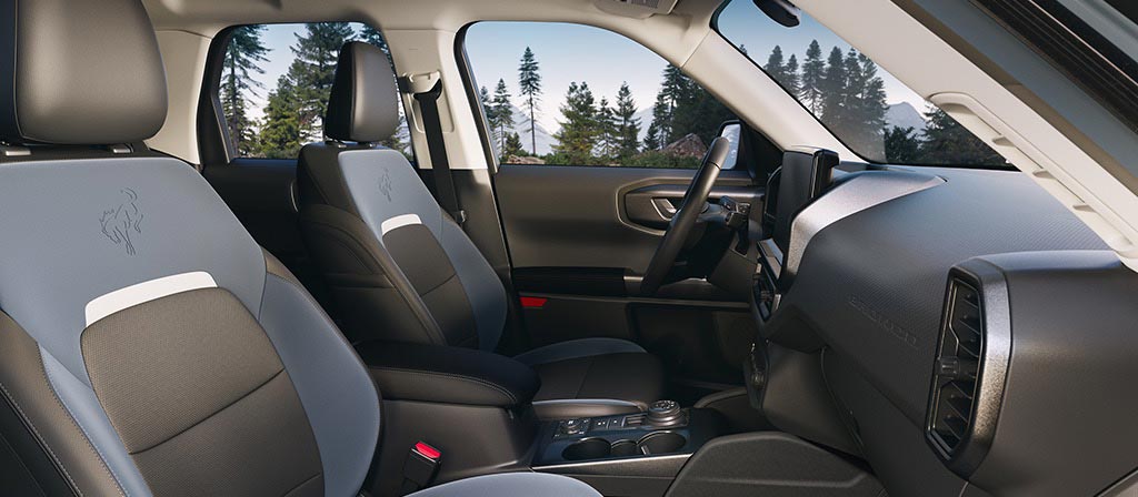 2026 Ford Bronco Sport® interior showing front seats from the passenger side