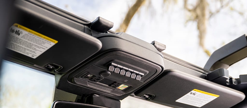 A close-up of the auxiliary upfitter switches available on a 2025 Ford Bronco® SUV