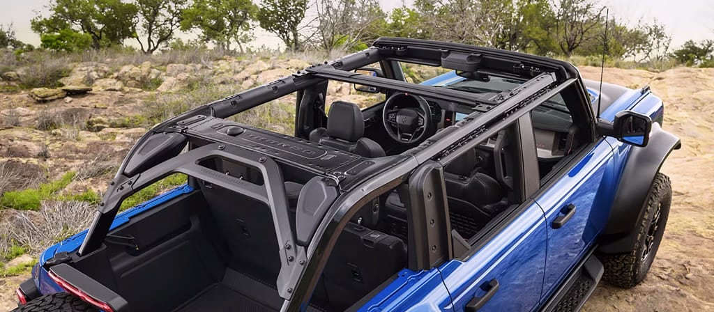 A 2025 Ford Bronco® Raptor® SUV with the roof removed