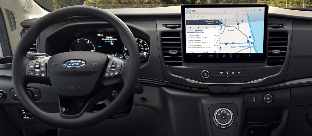 The interior computer display of a 2025 Ford E-Transit™ vehicle