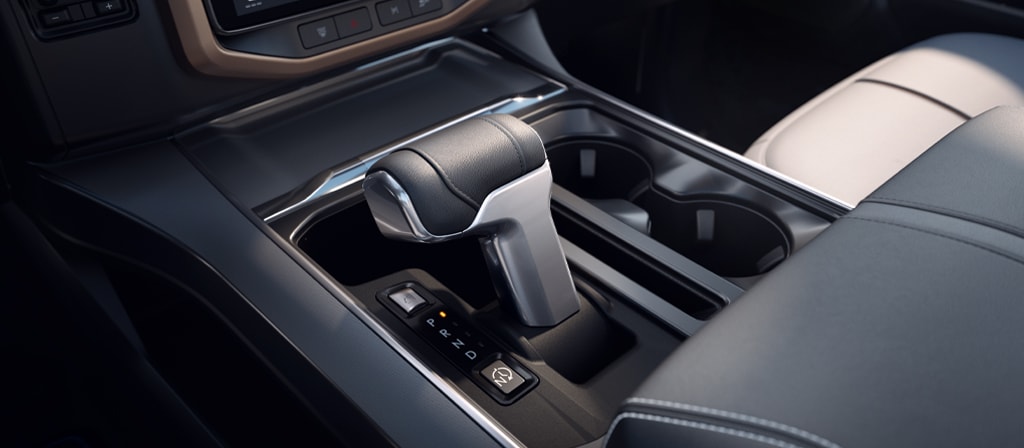 Close-up of the console in the interior of a 2025 Ford F-150® Lightning®
