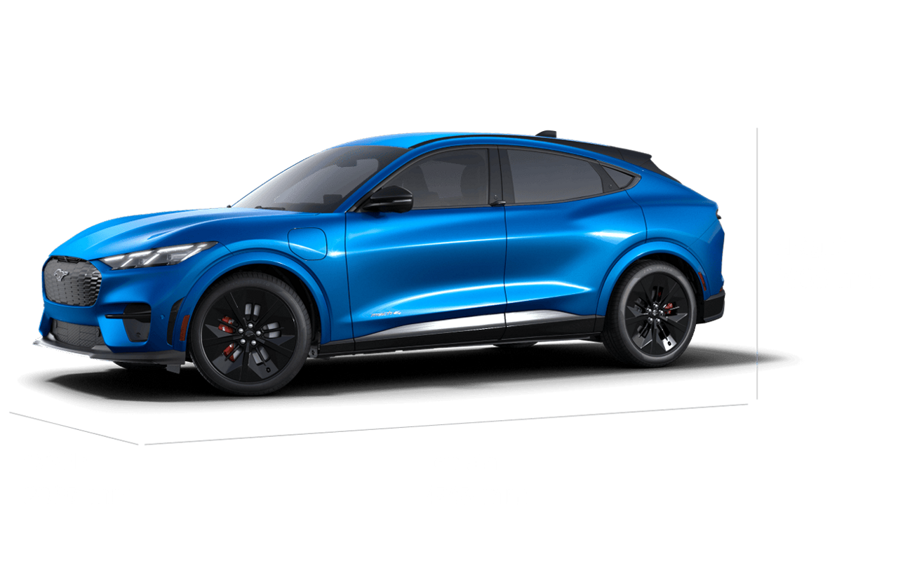 2025 Ford Mustang Mach-E® GT model with dimensions of vehicle shown