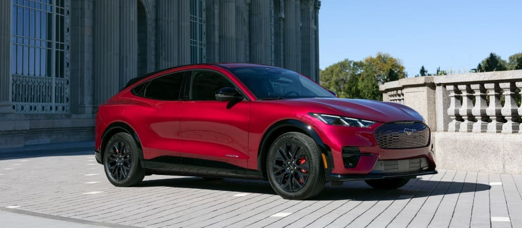 2025 Ford Mustang Mach-E® parked on a terrace