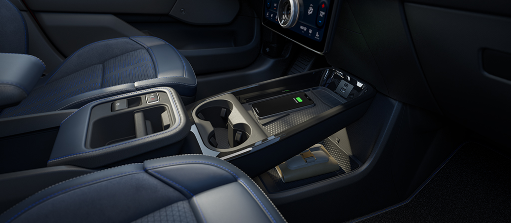 Front-row storage compartments in the 2026 Ford Mustang Mach-E® SUV