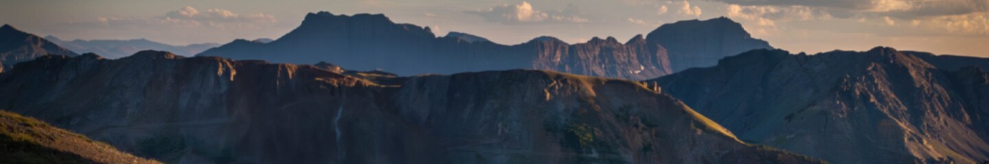 A panoramic sunset shot of a mountain range