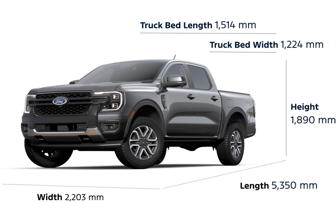 2025 Ford Ranger® Lariat® Dimensions