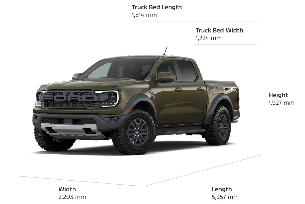 2026 Ford Ranger® Raptor® model with size dimensions
