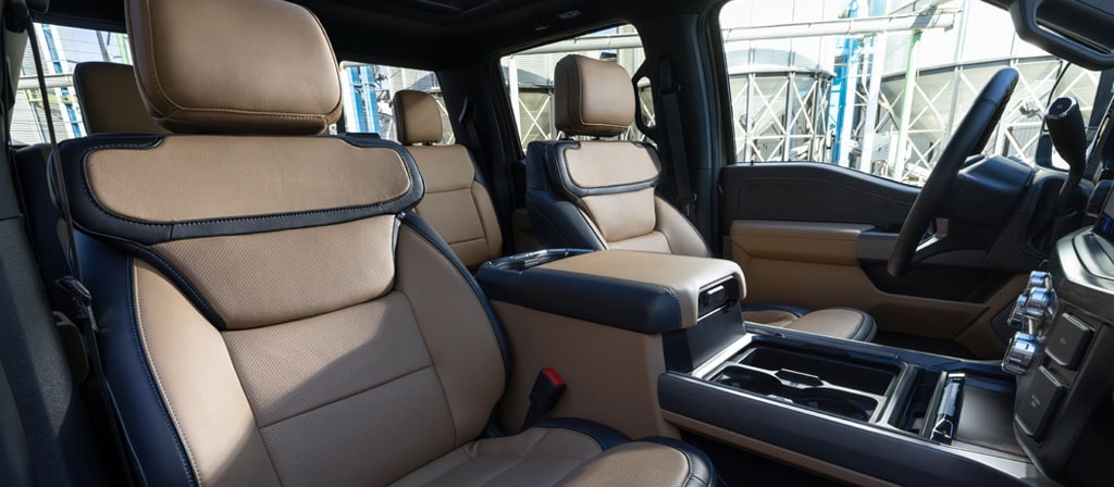Side view of the interior inside the 2026 Ford Super Duty® F-350® Lariat® model