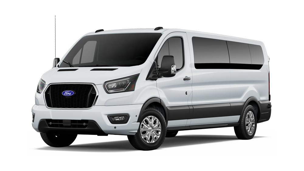 A 2027 Ford Transit® Passenger Van XLT shown in Oxford White