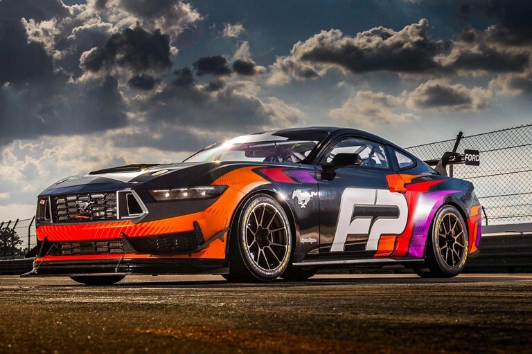 Ford Mustang® GT4 race car parked on a closed course