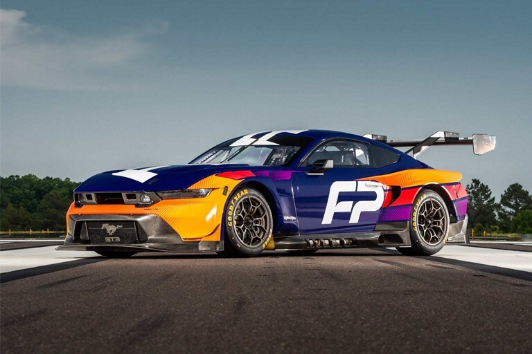 Ford Mustang® GT3 race car parked on a closed course
