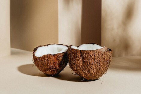 A coconut, cut in half