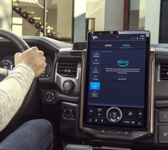 Amazon Alexa content shown on a SYNC screen in a Ford vehicle