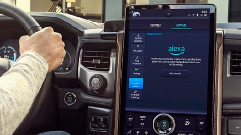 Amazon Alexa content shown on a SYNC screen in a Ford vehicle