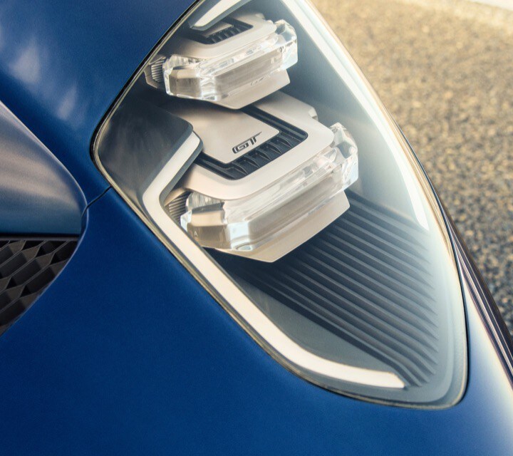 Close-up of Ford G T headlamp