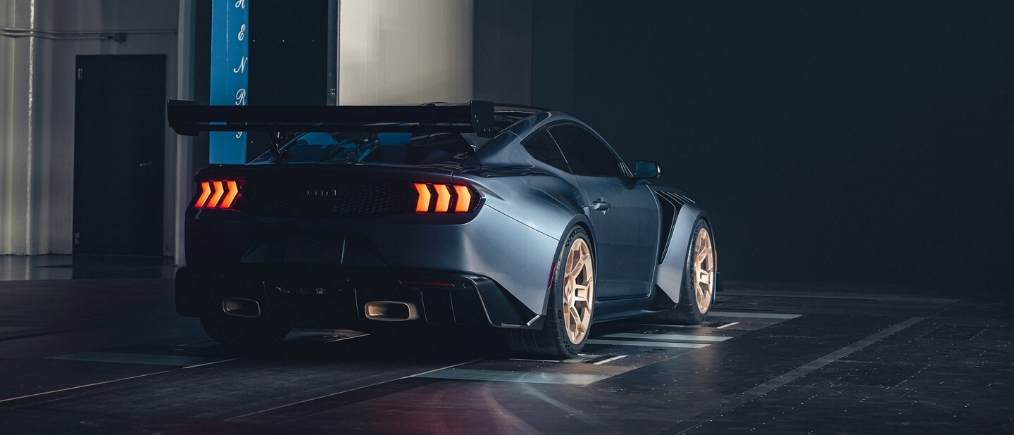 2025 Mustang® GTD overhead view - Preproduction model shown. 2025 Ford Mustang® GTD projected availability late 2024/early 2025.