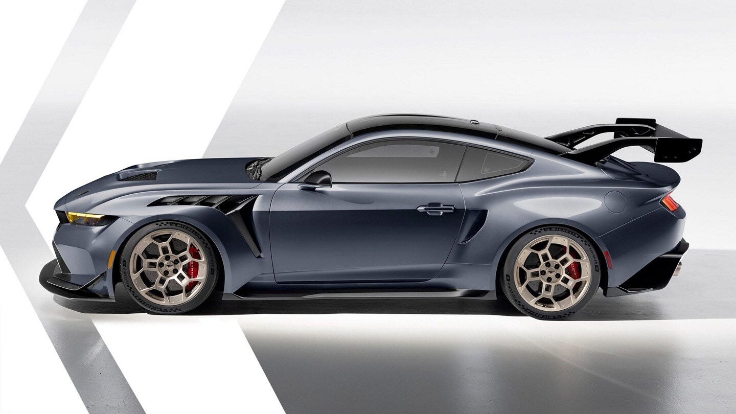 Side profile view of a parked 2025 Mustang® GTD.