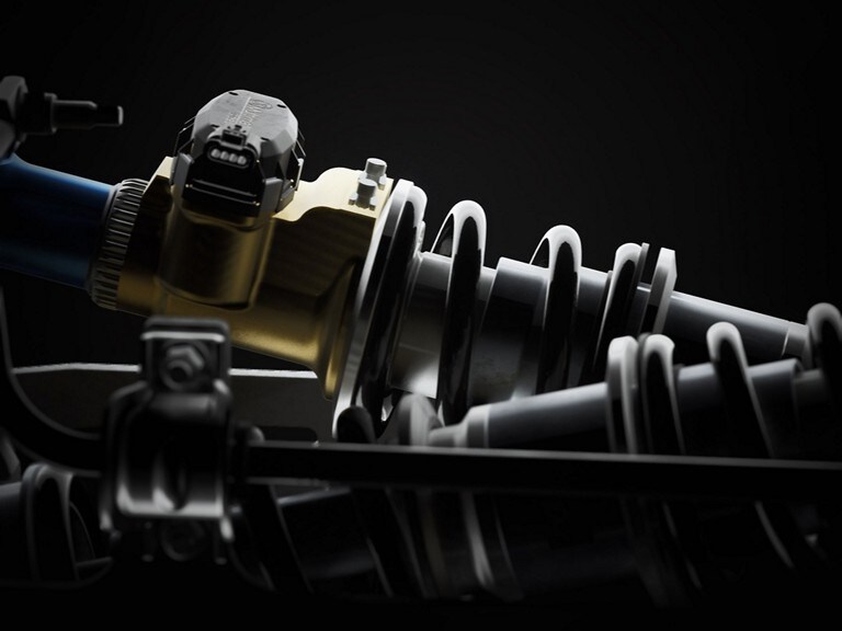 Close up of the 2025 Mustang® GTD performance car suspension.