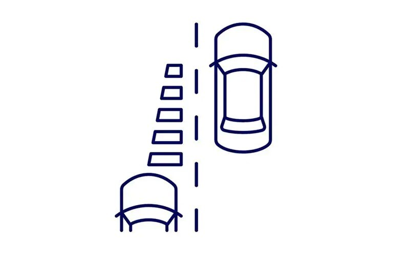 Line illustration of in-lane repositioning feature