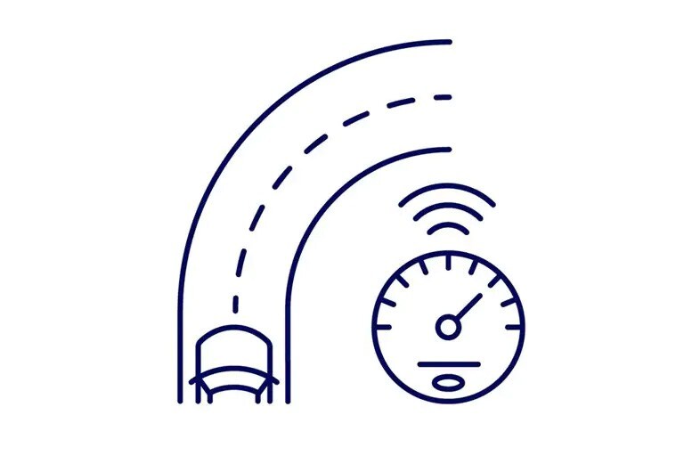 Line illustration of predictive speed assist feature