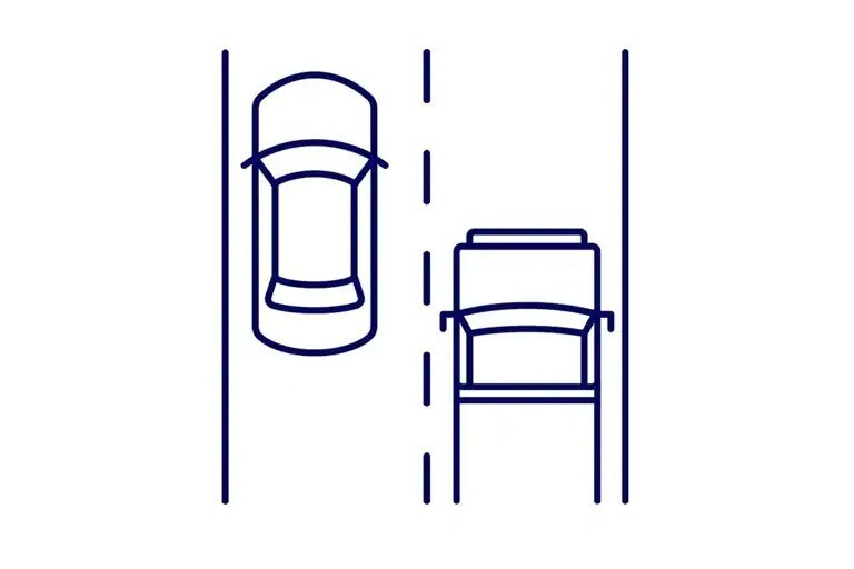 Line illustration of lane change assist feature