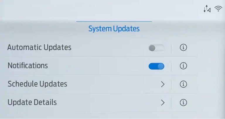 Sync 4 system updates screen