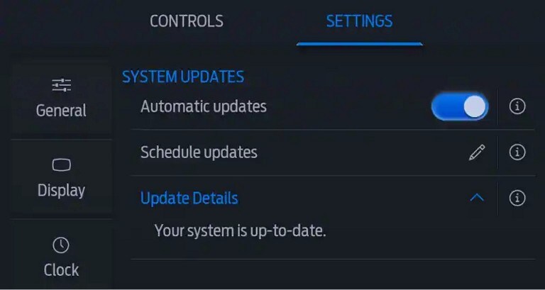Sync 4 settings screen