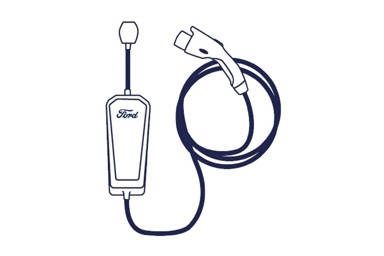 Line drawing of a Ford mobile charging cord