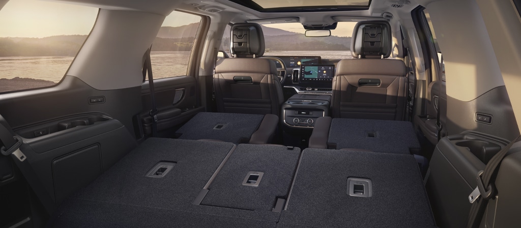 2025 Ford Expedition® SUV rear cargo area with seats folded flat