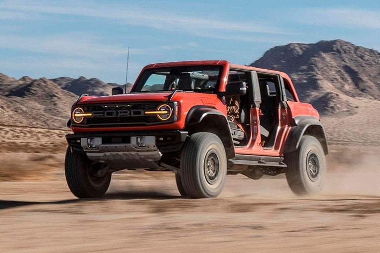 2023 Ford Bronco® Outer Banks™ in Race Red with top removed