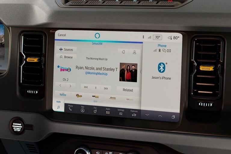 Interior view of 2024 Ford Bronco® with available 12" LCD capacitive Touchscreen