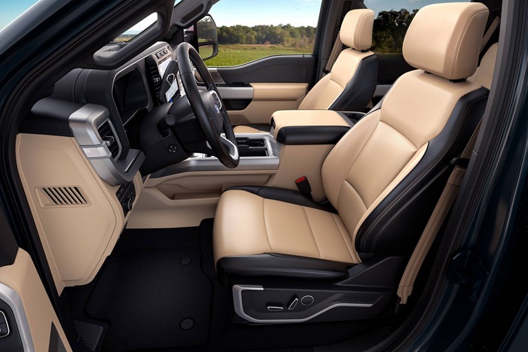 Standard leather-trimmed front seats in 2023 Ford Super Duty® LARIAT