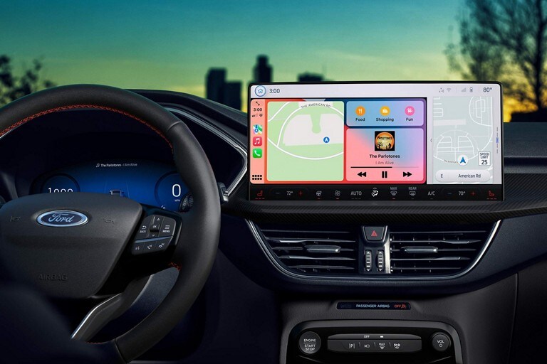 Interior shot of a 2024 Ford Escape® touchscreen with SYNC® 4 system operating
