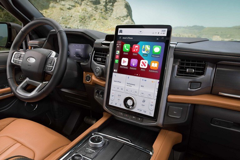 Close-up of a 2023 Ford Expedition 15.5" LCD capacitive touchscreen with swipe capability