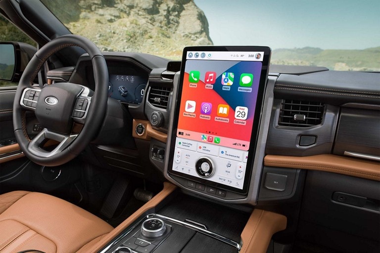 Close-up of the 15.5-inch LCD capacitive touchscreen with swipe capability