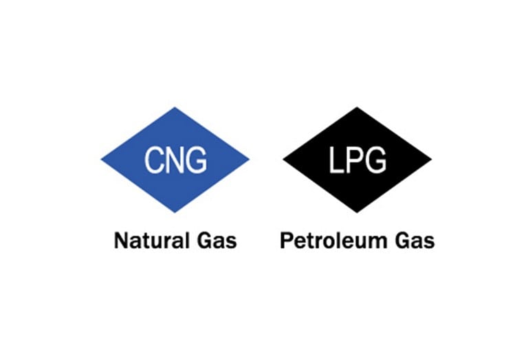 Natural gas or propane alternative to unleaded gasoline logo