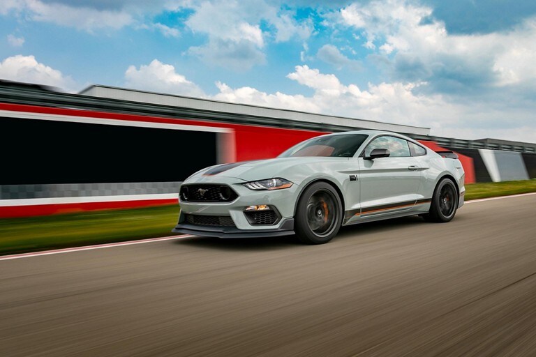 2023 Ford Mustang® Mach 1® model being driven on a racetrack