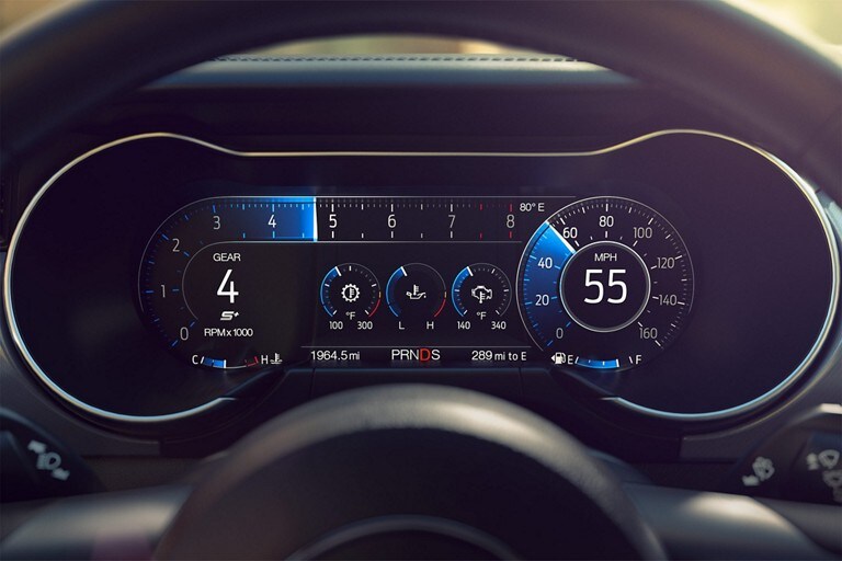 2023 Ford Mustang® coupe instrument cluster displaying Track Apps®