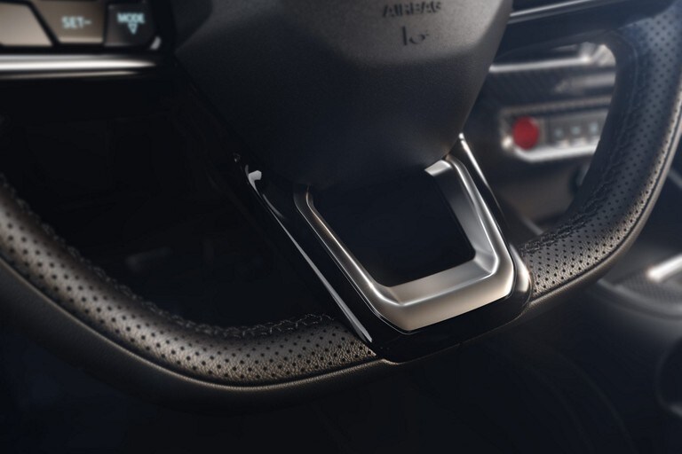2024 Ford Mustang® model interior showing the flat-bottom steering wheel