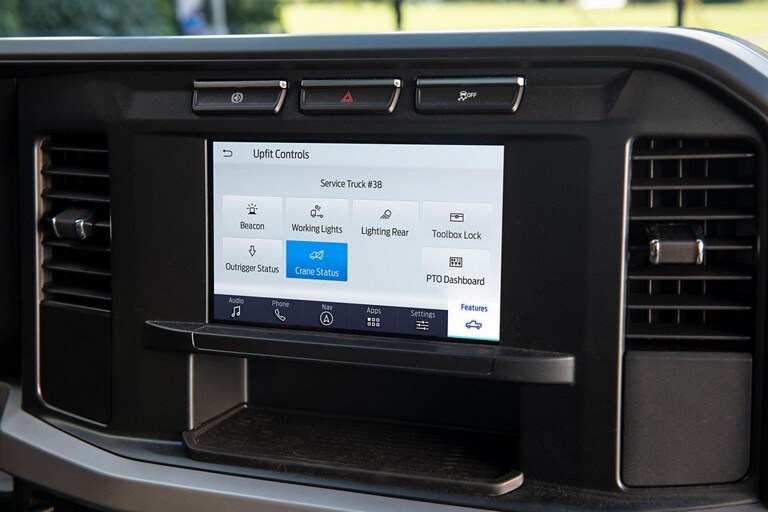 Close-up of the 8" LCD touchscreen