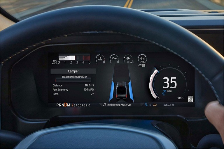 Close-up of the digital instrument cluster