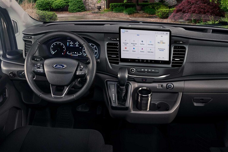 Close-up of SYNC® technology on 2023 Ford Transit® centre console touch-screen