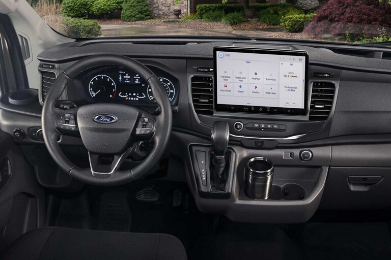 Shot of the 12" touchscreen inside of a 2023 Ford Transit® Van