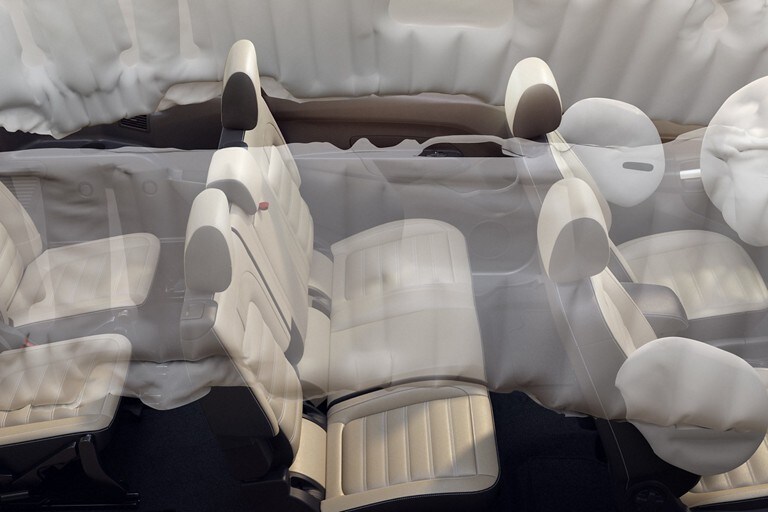 Interior view with illustration of Safety Canopy Side-Curtain Airbags