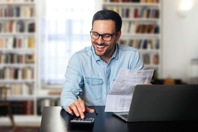 Person using a calculator.
