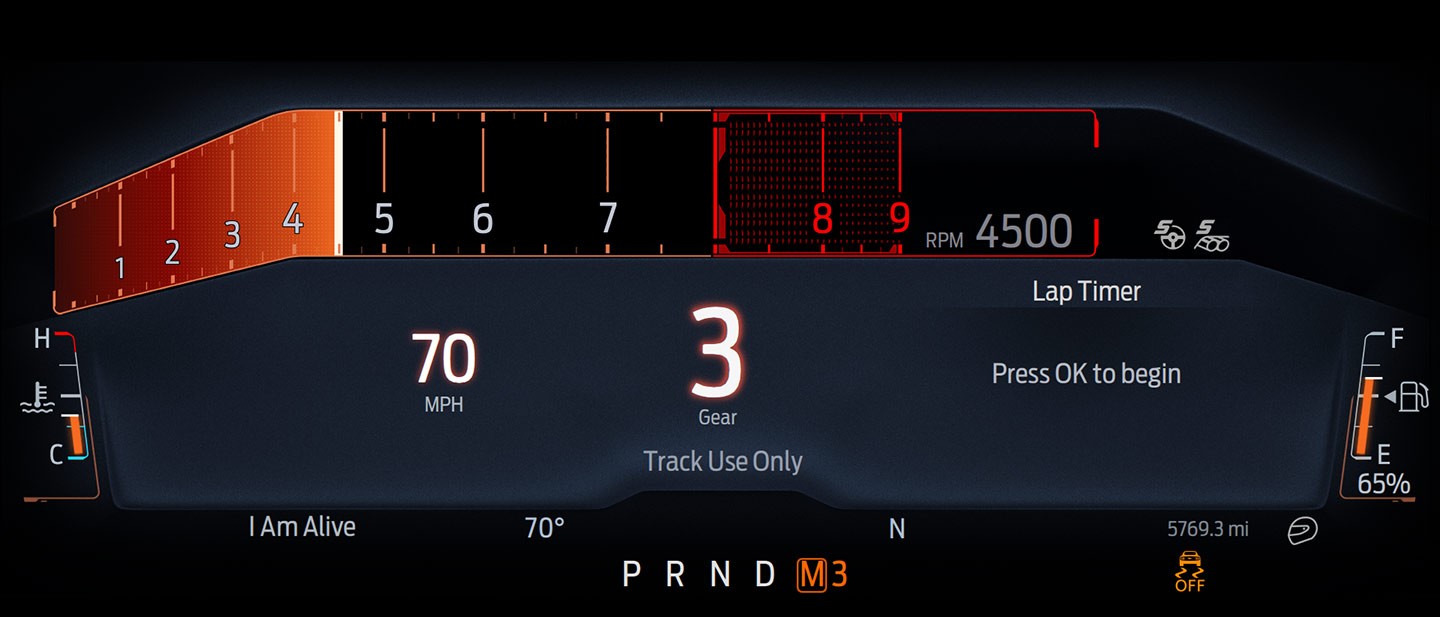 The dynamic dashboard display of a Mustang® GTD