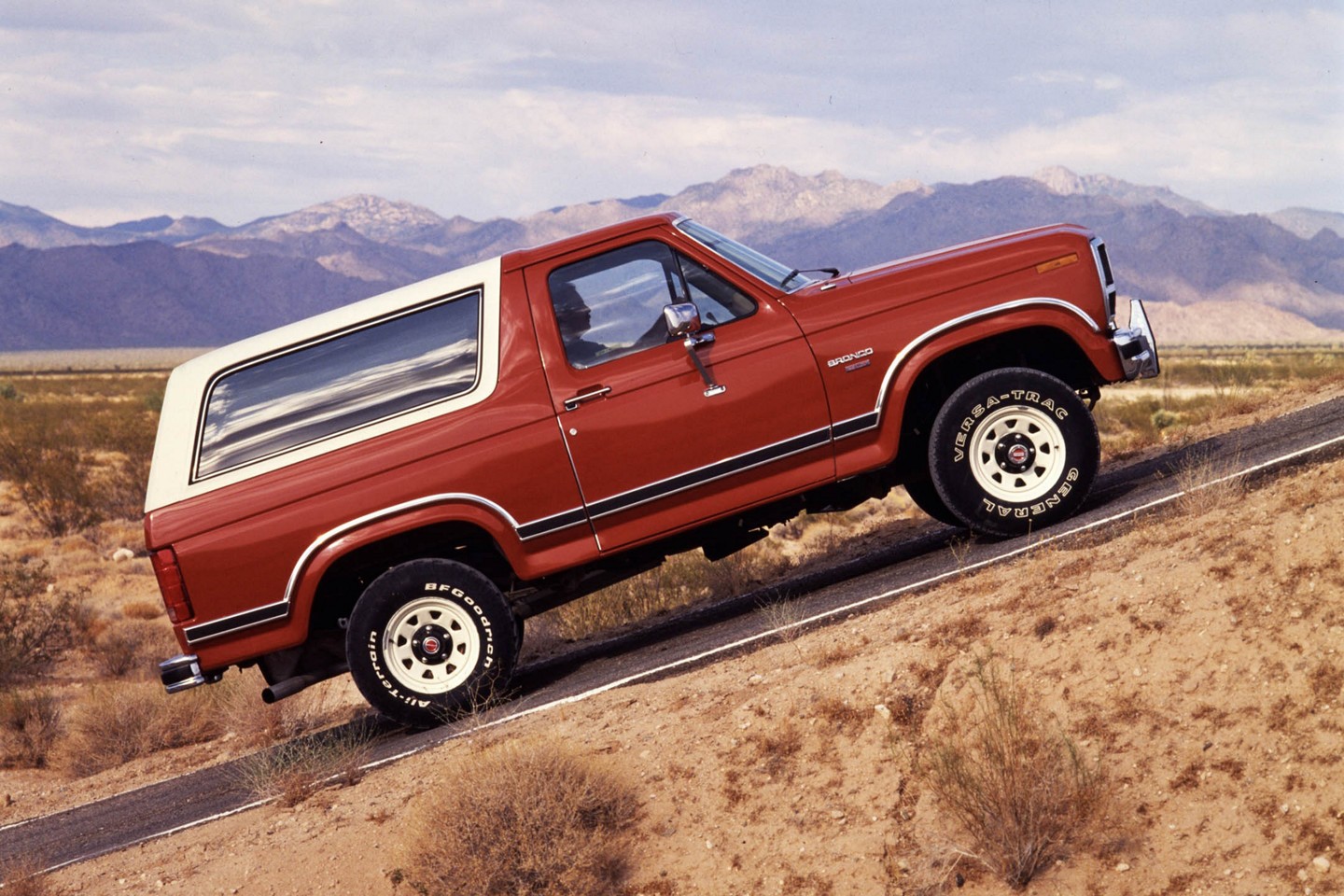 1984 Ford Bronco shown with parking brake hold on a hill