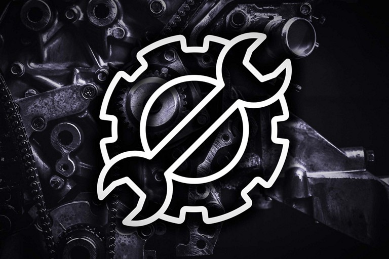 Icon of a wrench and gear superimposed over an engine
