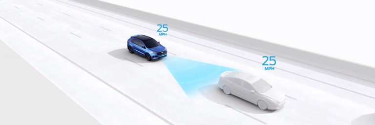 Animation illustrating Adaptive Cruise Control with Stop-and-Go and Lane Centering